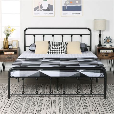 queen size metal bed frame with headboard footboard brackets|queen metal bed frame walmart.